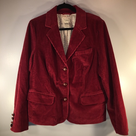 L.L. Bean Jackets & Blazers - L.L. Bean Burgundy Corduroy Cotton Blazer Size 18